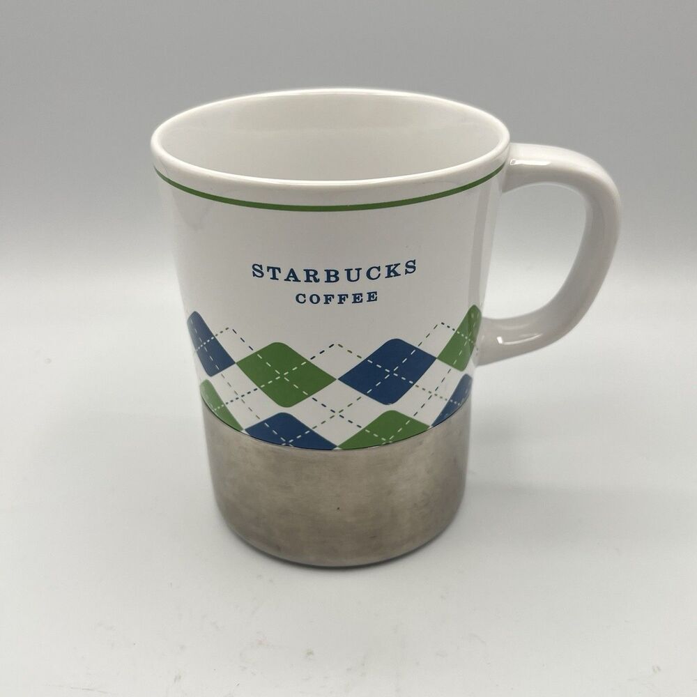 Starbucks Cup Retired Ceramic Stainless Steel Argyle Coffee Classy 2006